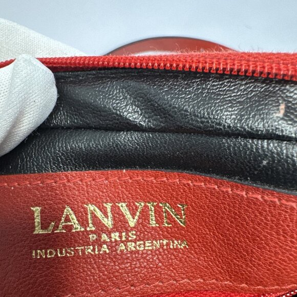 Lanvin Paris Red Leather Crossbody Bag With Black & White Trim - Picture 10 of 12